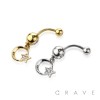 MOON AND STAR 316L SURGICAL STEEL NAVEL RING